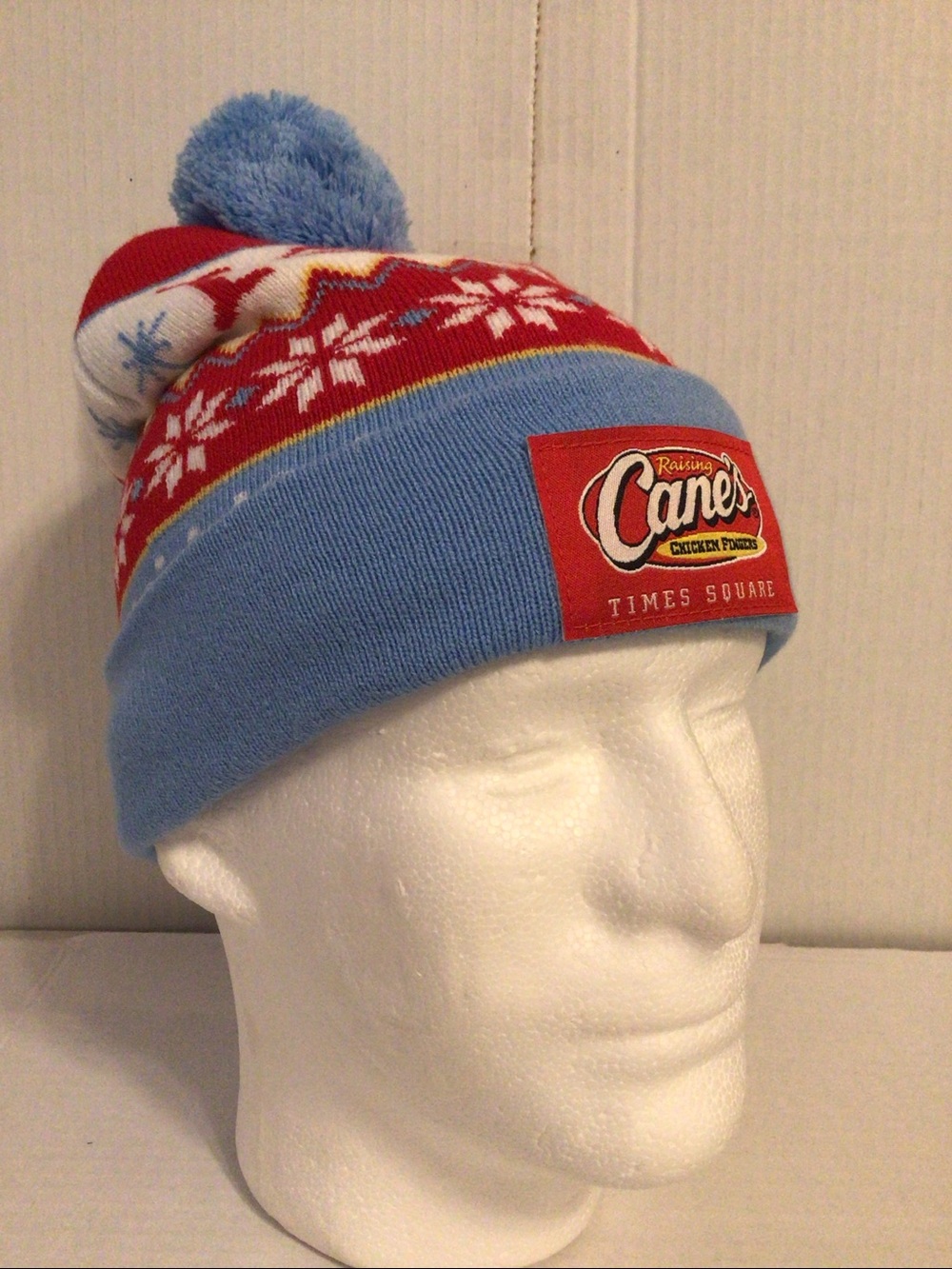 Raising Cane's Times Square New York Exclusive Holiday Beanie Hat NY Pom